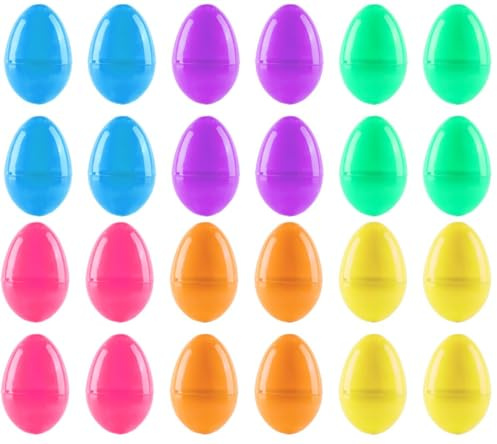 I LOVE FANCY DRESS Easter Egg Hunt Eggs - Fillable 6 cm Plastic Eggs in Pink, Purple, Green, Blue, Orange and Yellow - Basket Hamper Bonnet Crafts - 48 Eggs