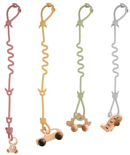 WINKIO 4 PCS Schnullerkette Silikon, Cup Catcher Baby, Kinderwagen Spielzeug Kette BPA-frei, Schnullerband für Spielzeug, Kinderwagen, Autositze (Geweih-Stil)