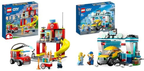 LEGO 60375 City Feuerwehr Feuerwehrstation und Löschauto & 60362 City Autowaschanlage