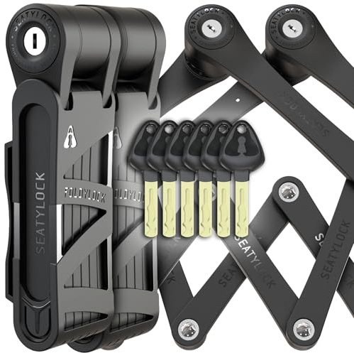 FoldyLock Compact Fahrrad Faltschlösser Set – 2 Fahrradschlösser mit 6 identischen Schlüsseln und Halterung für Hohe Sicherheit – Leicht und Sicher für Ebike, e Scooter, Roller – 85 cm