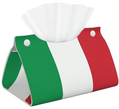 Taschentuchbox-Abdeckung, doppelseitig, Leder, für Schreibtisch, Zuhause, Spa, Büro, Badezimmer, Schlafzimmer, Schminktisch, Arbeitsplatte, Nachttisch, Schreibtisch, Auto, Italien-Flaggenmuster