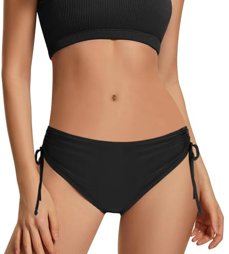 flintronic Femme Bas de Maillot de Bikini avec Liens, Culottes de Bain Froncé D'Été Femmes, Slip Caleçon Taille Haute Plis latéraux, Femme Bas de Bikini Ventre Plat Plage