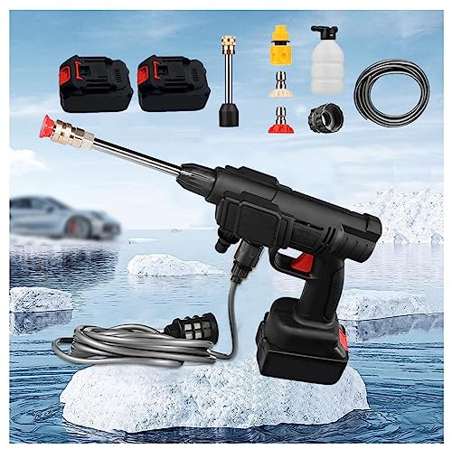 FDHESAR Idropulitrici, Idropulitrice a Batteria, Potenza 600W, Due Batterie 24V1500Mah Idropulitrice per Auto, Idropulitrice Portatile con Ugello Multiuso, per Pulizia Finestre