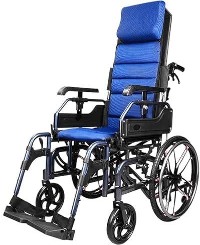 QJWM Transportrollstühle Leichter Rollstuh Faltbar Leicht Pflegerollstuhl Mit Abnehmbarer Hoher Rückenlehne+Liegefunktion Multifunktionrollstuhl A
