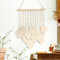 Macrame Mural Decoration Murale Boheme Tenture Murale en Macramé Décoration Bohème Salon Guirlande à Franges avec Guirlande Lumineuse LED 3 m,pour Salon,Chambre à Coucher,40 x 70 cm,Beige
