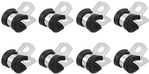 QUARKZMAN 5/16 (8mm) Collier Pour Câble, 304 Acier Inoxydable Collier Métallique En Forme De R Avec Coussin En Caoutchouc Isolé Pour Installation De Tuyau, Câble, Fil, 8Pcs