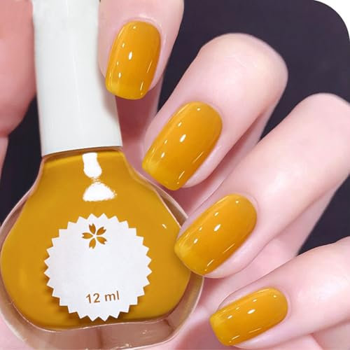 Yellow Nail Polish - Sunflower Color Nail Varnish - Long Lasting Fingernail Polish - Breathable Glossy Quick Dry Nail Varnish - for Women DIY Nail Art at Home (Yellow, 12ml)
