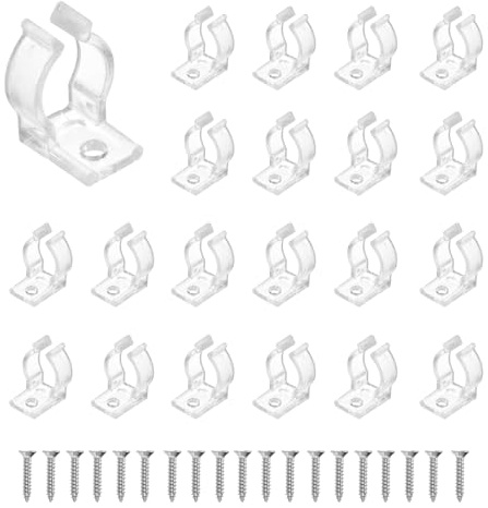 sourcing map U Clips Holder Bracket, Fluorescent Tube Mounting Accessories Support Clamps Pipe Clamps with Screws for 10mm to 12mm Round LED Strip and Tube, 30pcs