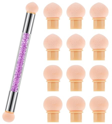 Classicseali Babyboomer-borste, ombre-borstnaglar, nagelkonstsvamp med 12 stycken reservsvamphuvuden, ombre svamp för naglar, dubbelt huvud, mjuk, återanvändbar svamppinne