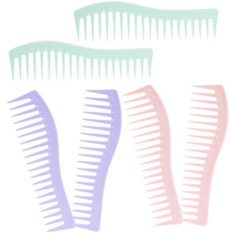Veemoon 6 Piezas Peine De Dientes Anchos Para Cabello Rizado Peine De Plástico Para Mujeres Anchos Para Peinado