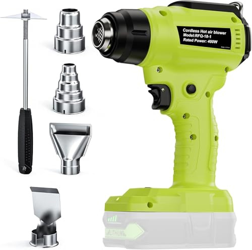 Cordless Heat Gun Compatible with Ryobi for Welding, Pipe Bending and Paint Removal with 4 Nozzles