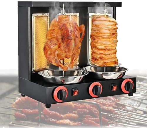 Barbecue a gas in acciaio inox con temperatura regolabile e riscaldamento girevole a 360°, facile da pulire, ideale per ristoranti e cucine domestiche