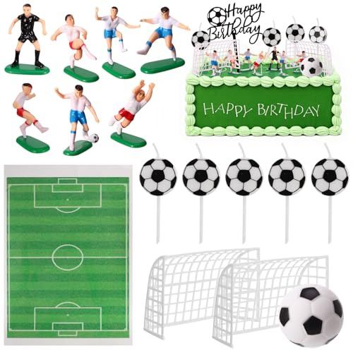 Camptrip 17 Stück Fußball Kuchen Deko Set, tortendeko Fussball Torte Topper für fgeburtstag kinder, Torte Dekoration für Männer Junge Sport Thema Geburtstag Party Suppplies