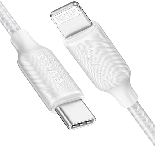 RAVIAD Câble USB C vers Lightning 1M [Certifié MFi] Câble USB C iPhone | Chargeur Rapide Power Delivery Fil Lightning USB C pour iPhone 14 13 12 11 Pro Max Mini XR XS Max X 10 8 7 SE 2020 iPad Blanc