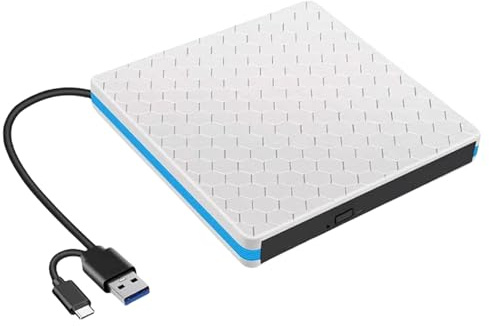 Greabuy Graveur DVD externe portable avec interfaces USB C et USB 3.0 pour ordinateur portable 10, 8, 7
