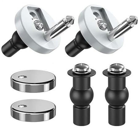2 Pcs Quick Release Toilet Seat Fixings, Toilet Seat Hinges Fittings | Universal Toilet Seat Hinges Fittings Replacement with Screws for WC Toilet-Blind Holes