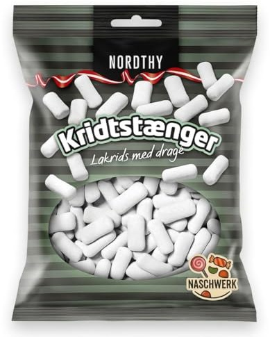 Nordthy Kridtstaenger – Lakritz Kreidestangen Schulkreide – 650 g – Dänische Lakritz mit Zuckerhülle