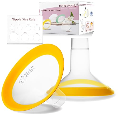 Nenesupply 27mm Oval Flanges Compatible with Medela Breast Pump Parts Flange Accessories. Work with Pump in Style Parts Symphony Parts Swing Maxi Harmony Breastpumps (27mm Oval)