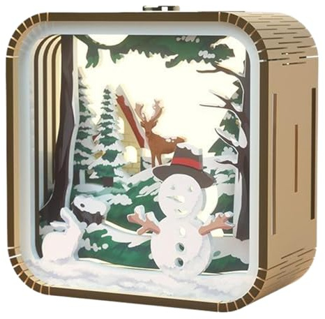 3D Wooden Puzzles Cute Snowman Night Light Dimmable Led Lamp with Touch Control Building Kit for Kids Adults Home Decor- 3D Wooden Puzzles for Kids