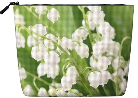 Lily of The Valley, Cosmetic Bag Imitation Linen Makeup Bag Portable Travel Toiletry Bag