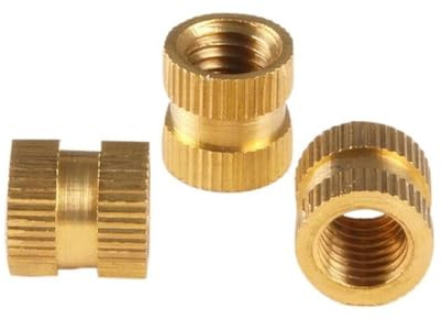 Gewindeeinsätze, 50 Stück M2,5/M3 Rändelmuttern aus massivem Messing und reinem Kupfer, metrisch, spritzgegossen, runde Form, Säulenaußendurchmesser 3,4,5 mm