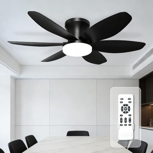 JAOGAUS 35 Modern Ceiling Fan with Light and Remote Control | 6 Speeds, 3 Adjustable Color Temperature Levels, Reversible 5 Blades, for Bedroom, Living Room,Dining Room