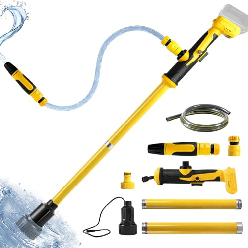 Cordless Stick Water Transfer Pump Compatible with Dewalt 20V Battery (NO Battery), 90L/min Flow Portable Utility Sump Pump with 1.5m Hose and Nozzle, for Pool, Garden, Pond, Rain Barrels Draining