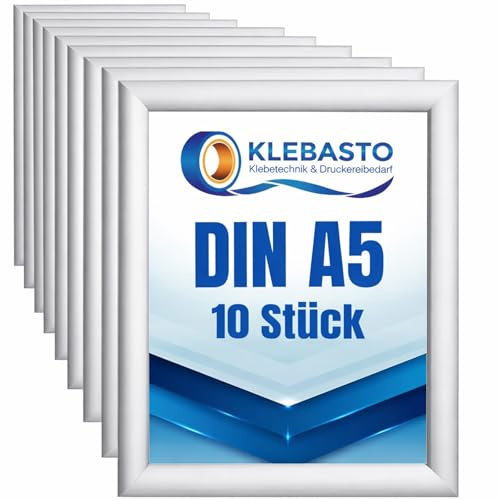 KLEBASTO Klapprahmen | 25mm Aluminium Profil | Plakatrahmen | Geschenkidee für Familien - Fanposter | Bilderrahmen inkl. entspiegelter Schutzscheibe (DIN A5)