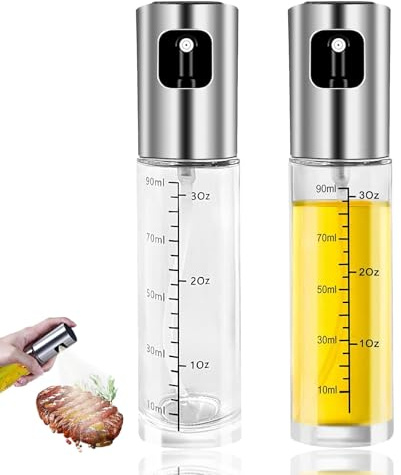 Zwhhmf Spray per olio da 100 ml, per cucinare, spruzzatore di olio d'oliva, con scala, 100% senza BPA, per insalata, grigliate, friggitrice ad aria calda, friggitrice ad aria calda (2 pezzi)