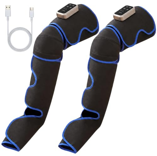 2 Pcs Thigh and Calf Massager with Heat, 28.3 in / 72 cm Air Compression Leg Massager, Full Wrap Air Wave Leg Massaging Device for Muscle Fatigue, Revitalize Body and Comfort Muscles