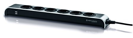 Oehlbach Powersocket 505 - Ciabatta multipresa di alta qualità, design compatto, 2 porte USB ad alta potenza per tablet e smartphone, colore: Antracite