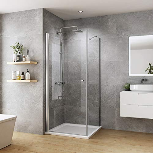 Heilmetz® Duschkabine 80 x 80cm Duschtür Nische Pendeltür mit Dusche Duschabtrennung Schwingtür Glastür Duschtüren Duschwand 6mm ESG Sicherheitsglas mit Beidseitiger Nano-Beschichtung Höhe 185cm