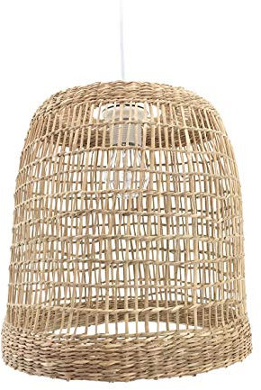 Lussiol - Luminaire Cuzco, lustre au look bohème, naturel, hygge - lampe suspendue en rotin tressé naturel, câble blanc, douille E27, Ø 30 cm - possibilité ampoule LED -