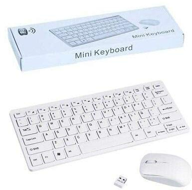 SUNIN Teclado y Raton inalambrico Mini en español Ñ para Ordenador PC+ Funda Silicona 32022 pequeño
