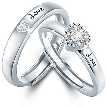 CUOKA MIRACLE Ring Paar 925 Sterling Silber Zirkonia Verlobungsringe Paar Eheringe für Damen Trauringe Verlobungsringe Partnerringe für Frauen Ehefrau Mama