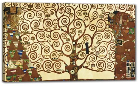 canvashop Quadri Moderni Soggiorno Klimt Albero della Vita 120X70 cm | Quadro Su Tela Canvas, Stampe Da Parete, Dipinti Famosi