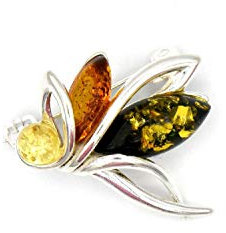 MyBer® Brosche Bernsteinbrosche Gute Fee Bernstein Damen Schmuck Sterling Silber 925 2x 1,5cm PMBER25