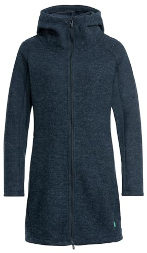 VAUDE Damen Mantel Tinshan Coat III, moderner Wollmix-Mantel mit weichem Fleece-Innenfutter, dark sea, 38
