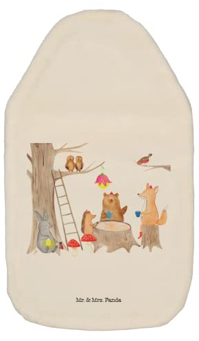 Mr. & Mrs. Panda Wärmflasche Waldtiere Picknick - Geschenk, lustige Sprüche, Kleine Wärmflasche, Kinderwärmflasche, Wärmflasche mit Bezug,