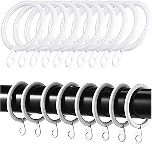 Strong Metal White Curtain Hanging Rings 45mm Large Metal Curtain Pole Rings Sliding Eyelet Rings Hanging Rings Pack of 6