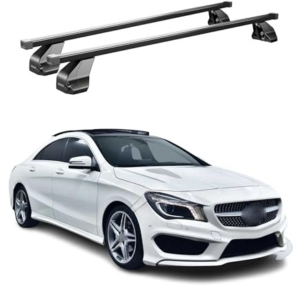 OMAC Menabo Dachträger für Mercedes CLA C117 2013-2019 Stahl Schwarz | DIN 75302:2019 & ISO/PAS 11154:2006 geprüft, Abschließbar, City-Crash-getestet, bis 75 kg Traglast, Querträger, Grundträger