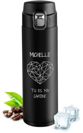 Maverton Mug isotherme personnalisé, Bouteille isotherme 400ml avec gravure | Pour femme, Mug de voyage en acier inoxydable, pour anniversaire, pour elle/amie/maman, café
