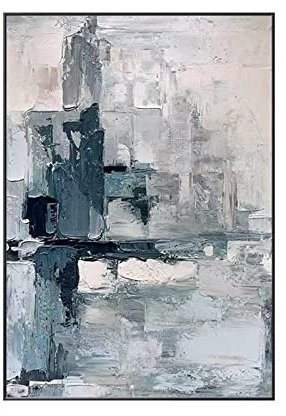 Handgemalte Acrylbilder, Moderne Blaue Dicke Textur Geometrische Minimalistische Abstrakte Kunstwerke Rahmenlose Original Handgemalte Ölgemälde Auf Leinwand Wandkunst Für Wohnzimmer Schlafzimmer
