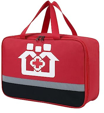 ISAKEN Trousse de Médecine Sac d'urgence, Médical Étanche de Grande Capacité Sacs à médicaments, Portable Vider Poches Trousse Pharmacie Sac de Médecine Portable pour Bureau Maison Voyage Rouge-L