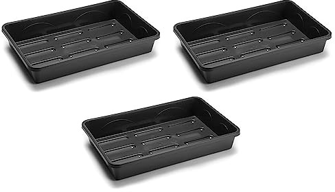 EarlyGrow Vassoio per sementi standard, resistente, 38 cm, con fori di drenaggio, per serra da giardino, germinazione e coltivazione delle piante, 38 x 24 x 6 cm, confezione da 3
