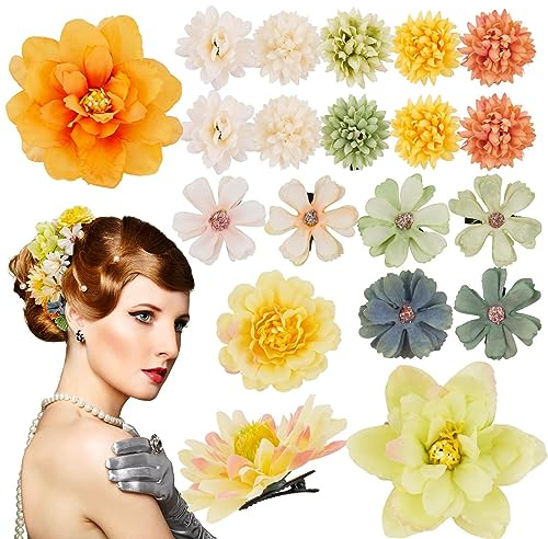 BOFUNX 20 Stücke Blumen Haarspange Blumen Haarclips Mädchen Haarklammern Kinder Damen Haarschmuck Party Hochzeit