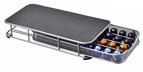 BestAlice Coffee Pod Lådor, Kaffekapslar Låda, 40 Pod Kapselhållare, Kompakt Under Kaffekanna Förvaring, Kaffekapsel Förvaringsställ, Kontors- eller Hemkök Kaffebar Organizer(Silver)