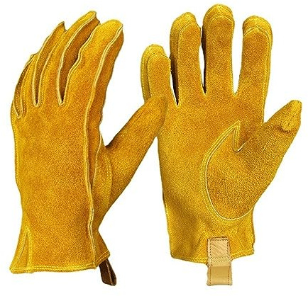 VOIV Guantes de piel de vaca para motocicleta, resistentes al desgaste, resistentes al viento, antideslizantes, retro, para montar