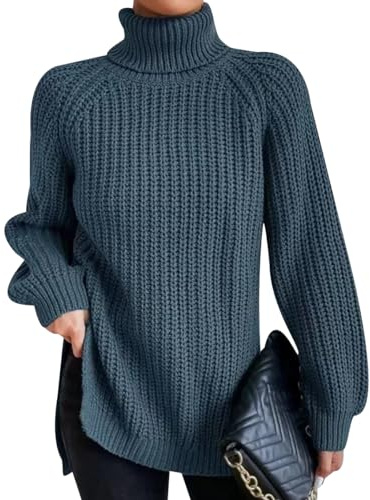Pull Col Roulé Femme Pull Grosse Maille Col Montant Oversize Femme Hiver Grande Taille Pullover Gros Pull Chandail Tricot Ample Large Torsadé pour Femme Chaud Pull-Over Pulls Sweater Torsade Femme