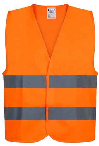 PROOF COMFORT & SAFETY Warnweste Auto Reflektorweste Leuchtweste Fahrrad Fahrradweste Reflektierend Sicherheitsweste Reflektierende Weste Unfallweste Pannenhilfe 1 Stück Leuchtend Orange S